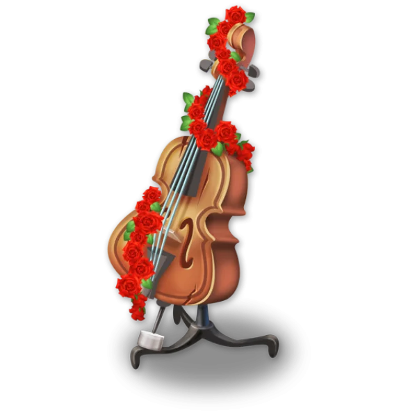 Cello Adorned with Red Roses PNG