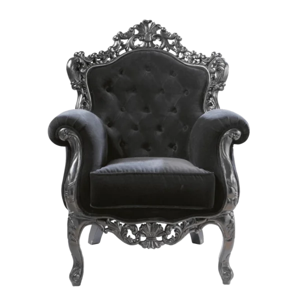 Black Ornate Victorian Armchair PNG