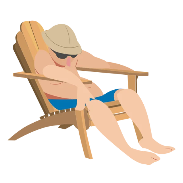Cartoon Man Lounging in Adirondack Chair PNG