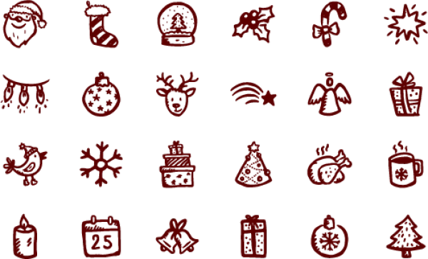 Christmas Pixel Art Icons Set Transparent Background