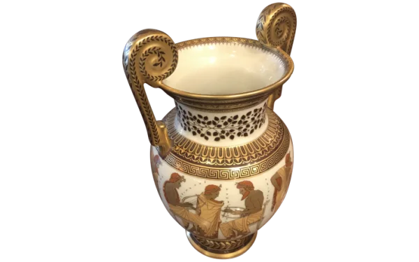 Ornate Greek Vase with Gold Details PNG Transparent Background