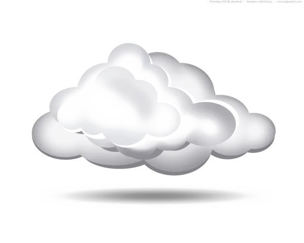 Cartoon Grey Cloud PNG with Shadow