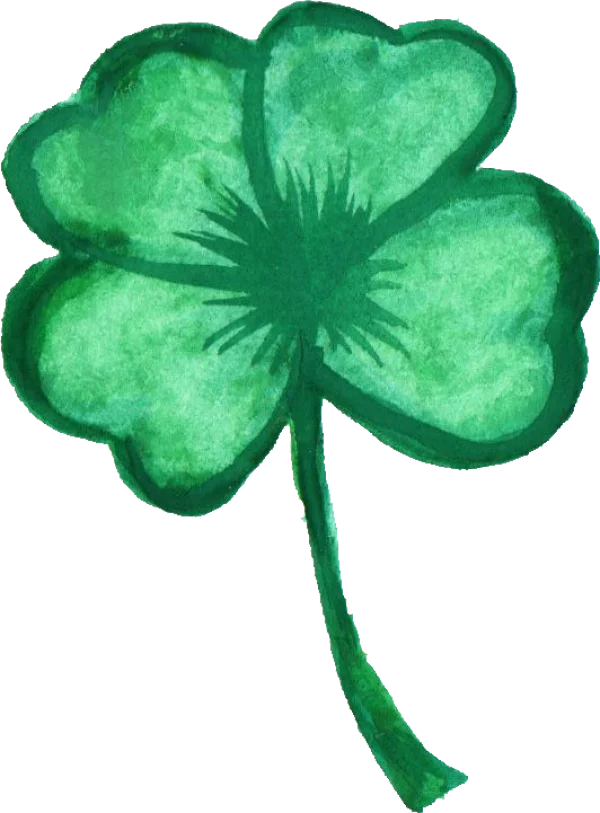 Watercolor Four Leaf Clover PNG Transparent