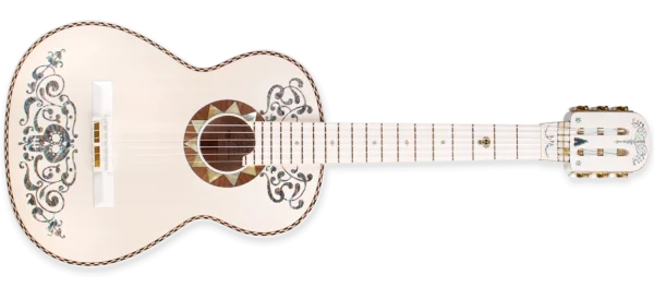 Elegant White Classical Guitar PNG Transparent Background
