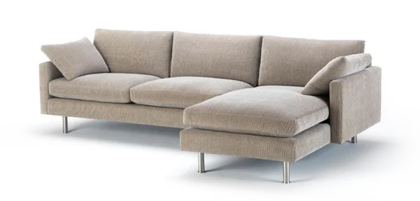 Modern Beige Sectional Sofa PNG Transparent Background