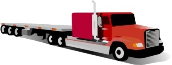 Red Flatbed Semi-Truck PNG Transparent Background