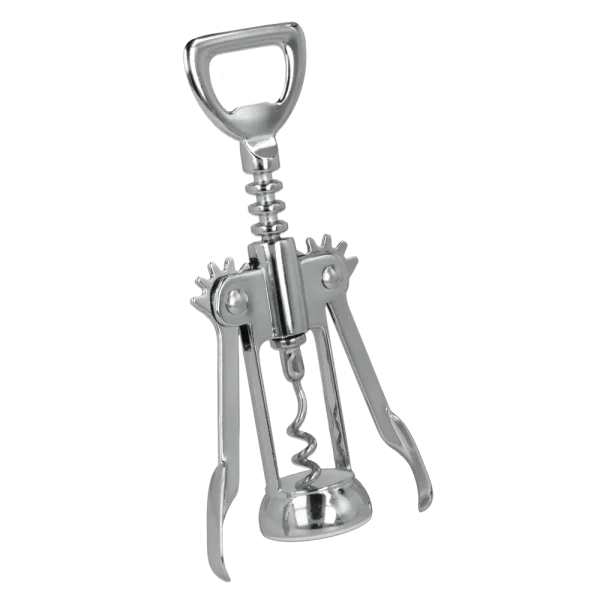 Silver Corkscrew with Bottle Opener PNG Transparent Background