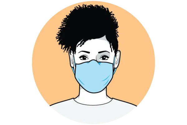 Person Wearing Blue Medical Face Mask PNG