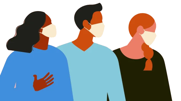Diverse People Wearing Face Masks PNG Transparent Background