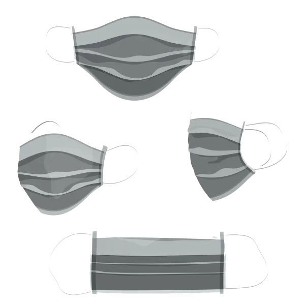 Gray Face Masks Collection PNG Transparent Background