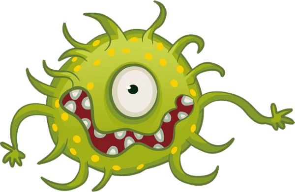 Cute Green Cartoon Monster Germ PNG