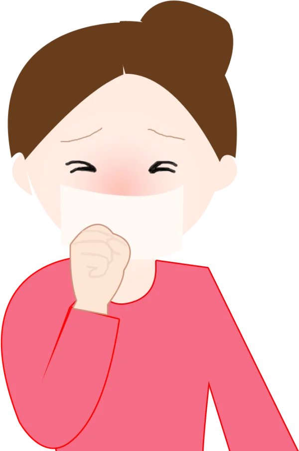 Cartoon Woman Coughing with Face Mask PNG