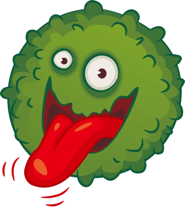Green Fuzzy Monster with Long Tongue PNG