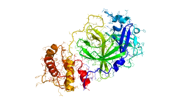 Rainbow Protein Molecule 3D Render PNG