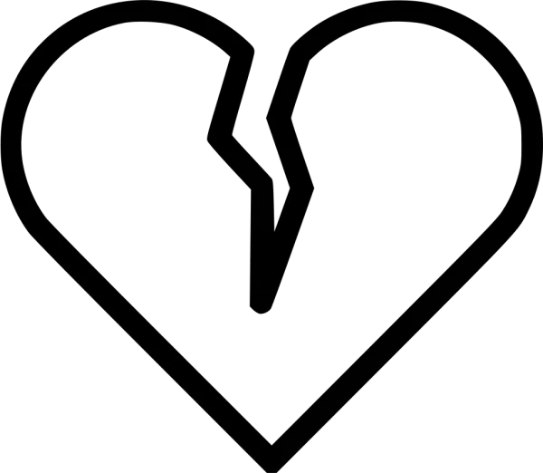 Broken Heart Outline Icon PNG Transparent
