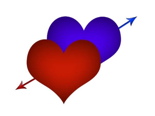 Red and Blue Hearts with Arrows PNG Transparent Background