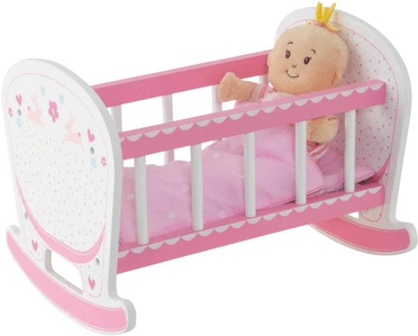 Pink Doll Crib with Baby Doll PNG Transparent Background