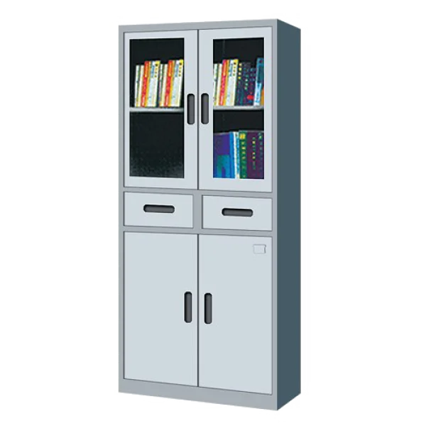 Metal Storage Cabinet with Books PNG Transparent Background