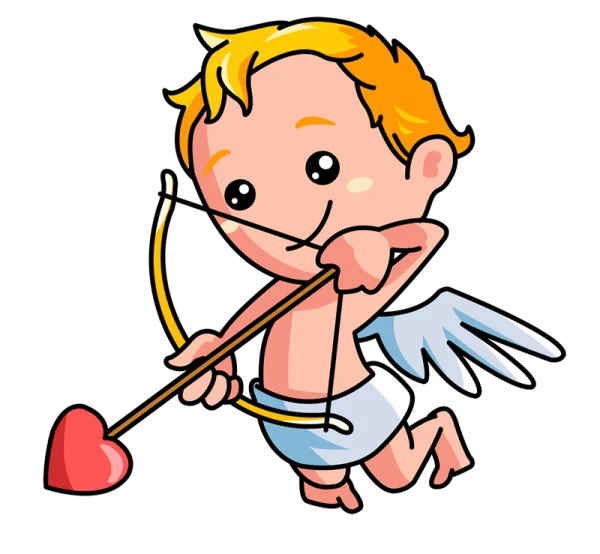 Cute Cartoon Cupid with Heart Arrow PNG