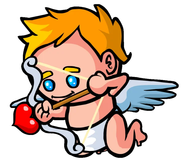 Cartoon Cupid with Heart Arrow PNG Transparent Background