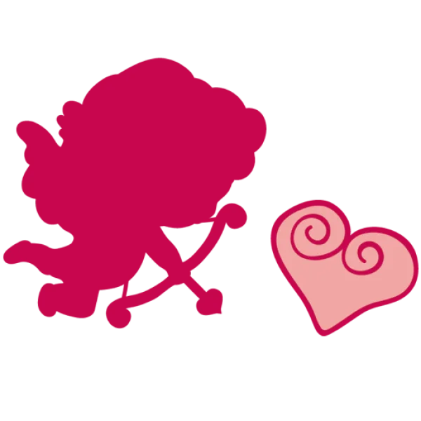 Pink Cupid Silhouette with Heart PNG