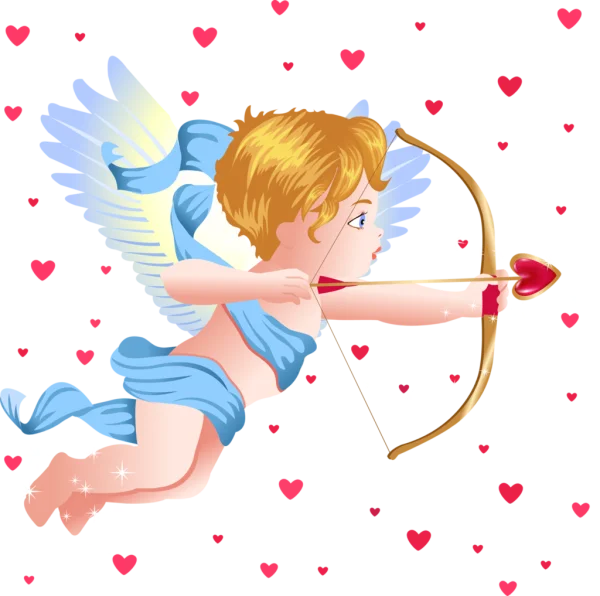 Flying Cupid with Heart Arrow PNG