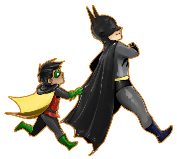 Batman and Robin Cartoon Art PNG Transparent Background