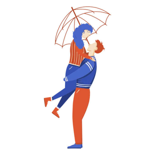 Couple with Umbrella Illustration PNG