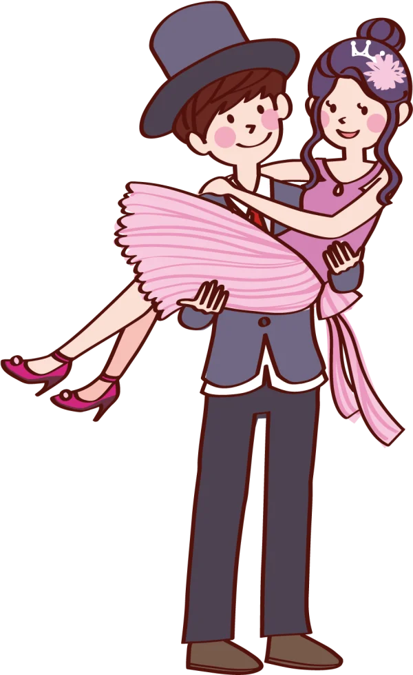 Cartoon Groom Carrying Bride PNG Transparent Background