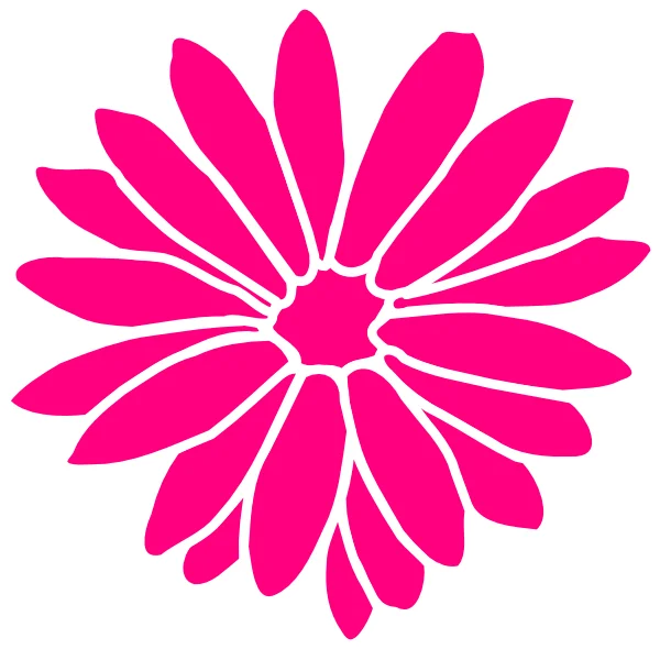 Vibrant Pink Daisy Flower Outline PNG
