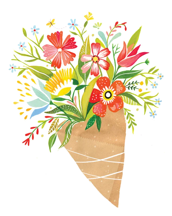Colorful Watercolor Flower Bouquet PNG