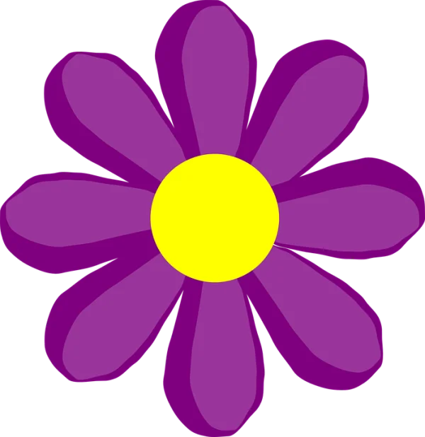 Purple Flower with Yellow Center PNG