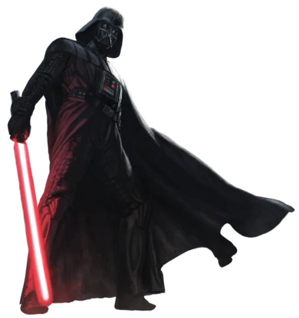 Darth Vader with Red Lightsaber PNG Transparent Background
