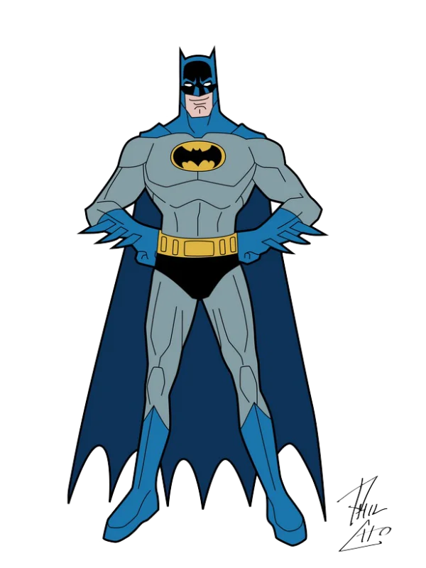 Classic Blue and Grey Batman Cartoon PNG