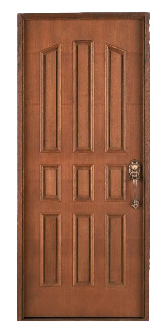 Classic Wooden Panel Door with Handle PNG