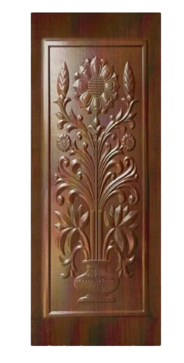 Carved Wooden Floral Door Panel PNG
