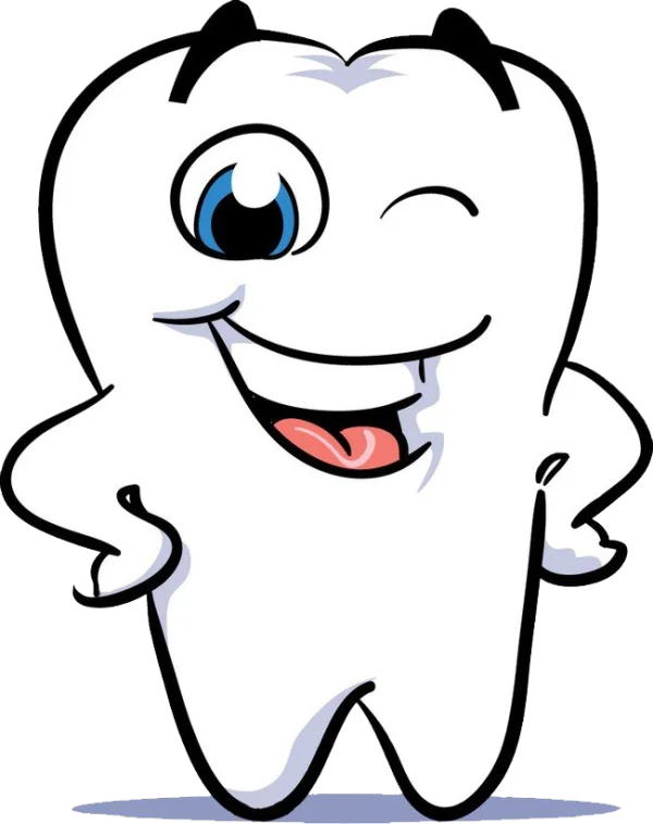 Winking Cartoon Tooth Mascot PNG