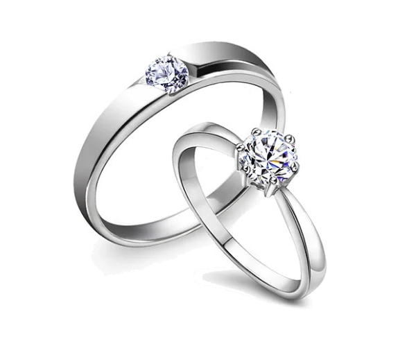 Silver Diamond Wedding Rings PNG Transparent Background