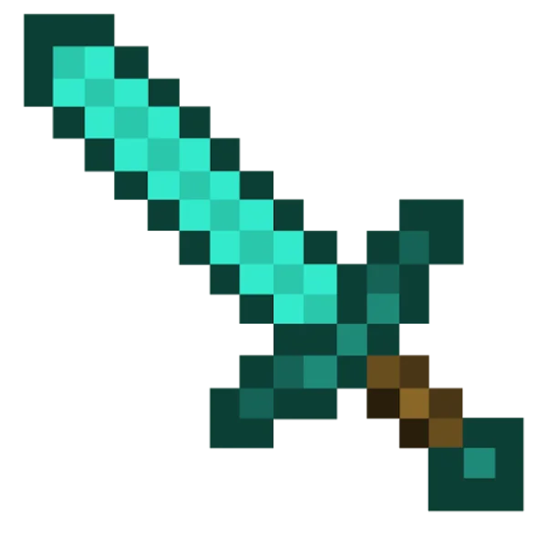 Pixel Diamond Sword PNG Transparent Background