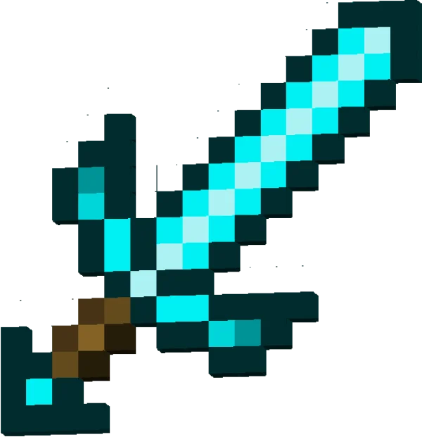 Minecraft Diamond Sword Pixel Art PNG Transparent Background