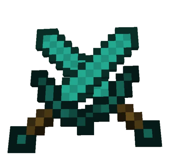 Minecraft Diamond Swords Crossed PNG