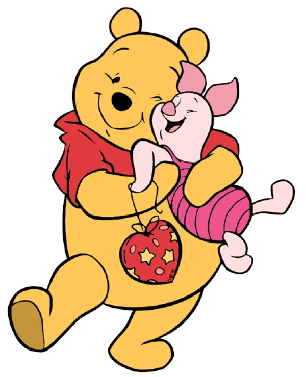 Winnie the Pooh and Piglet Hugging PNG Transparent
