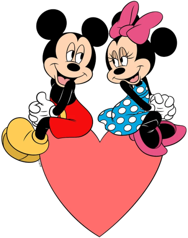Mickey and Minnie Mouse Love Heart PNG Transparent