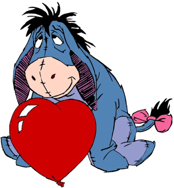 Eeyore Holding Red Heart Balloon PNG Transparent