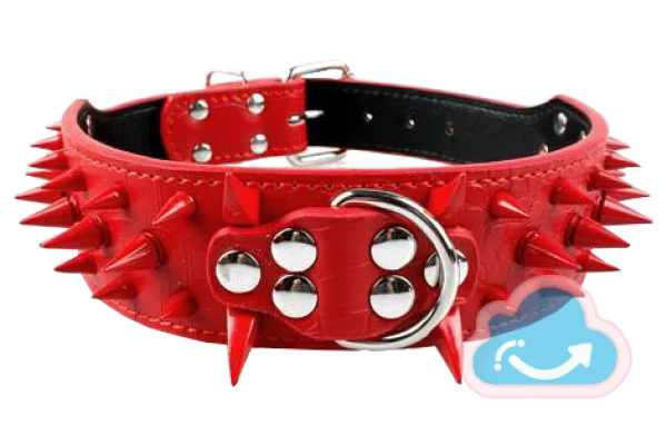 Red Spiked Dog Collar PNG Transparent Background