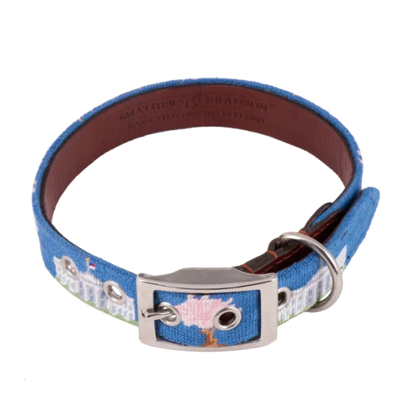 Blue Needlepoint Dog Collar PNG Transparent Background