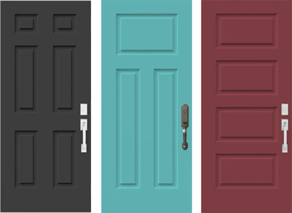 Three Paneled Doors in Different Colors PNG Transparent Background