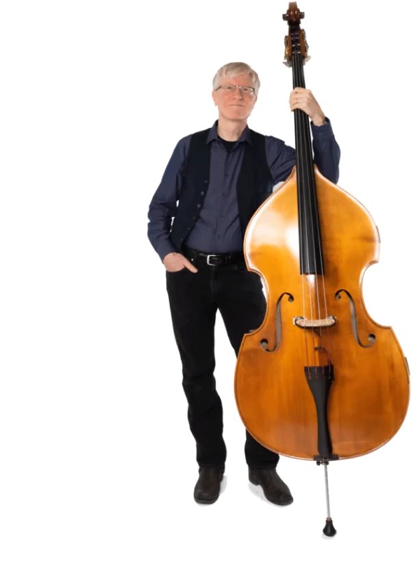 Man Holding Upright Bass PNG Transparent