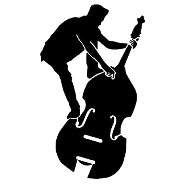 Bassist Playing Upright Bass Silhouette PNG