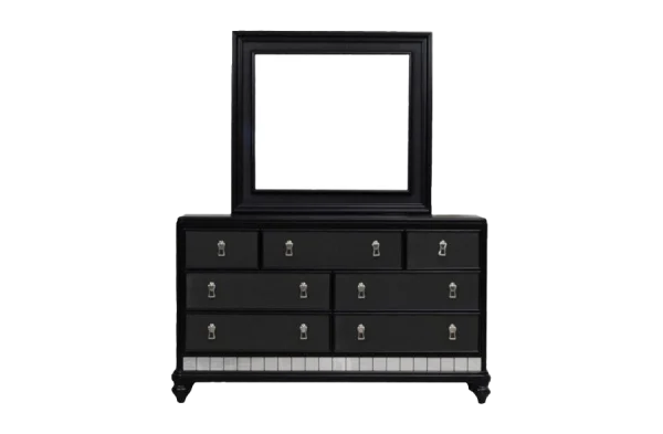 Black Dresser with Mirror PNG Transparent Background